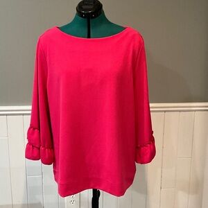 Talbots Hot Pink Ruffle Sleeve Blouse